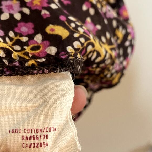 Anthropologie Lilka Tunic Dress V-Neck 3/4 Sleeve Floral Bird Print XS Black - Picture 4 of 5